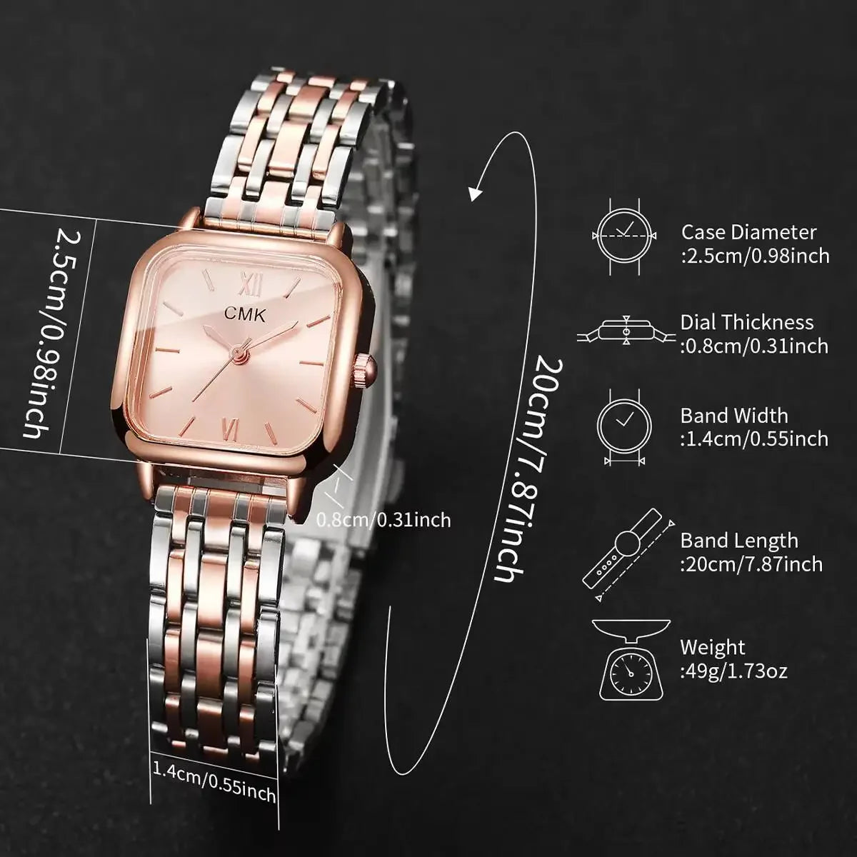 Fashion Women Watches Casual Square Dial Quartz Wristwatches Reloj Mujer Girls Clock Gift（Without Box）