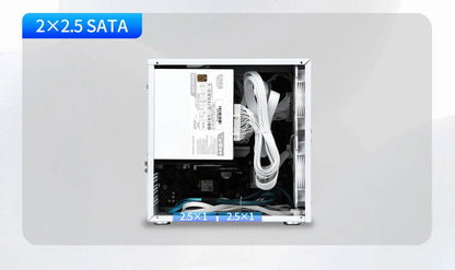 Sagittarius 8-bay NAS Computer Chassis with ATX Power Supply, MATX Motherboard, Full-height PCIE, 21.8L