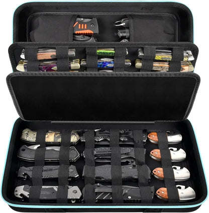 Knife Display Case for 45+ Pocket Knives, for Butterfly Knife Storage Bag, Folding Knives Organizer Holder Box
