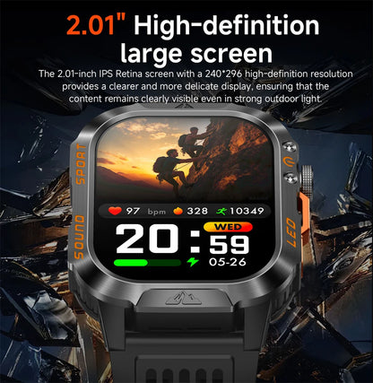 2026 New 1200 mAh Battery Military Smartwatch Men 5ATM Waterproof Fitness Tracker Health Heart Rate Smart Watch For iOS Android