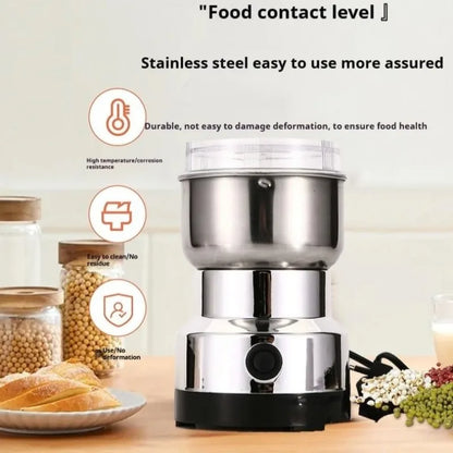 Moongiantgo Coffee Grinder Electric, Mini Spice Grinder, 200W 10s Fast Grinding, Dry Grain Mill for Spices Seeds Rice Beans Seasonings, with Replacment Stainless Steel Blade (Silver, 110V)