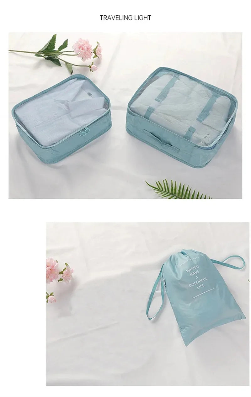 6/8Pcs Set Travel Bag Organizer Clothes Luggage Travel Organizer Blanket Shoes Organizers Bag Suitcase Pouch Packing Cubes