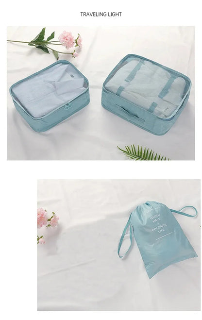 6/8Pcs Set Travel Bag Organizer Clothes Luggage Travel Organizer Blanket Shoes Organizers Bag Suitcase Pouch Packing Cubes