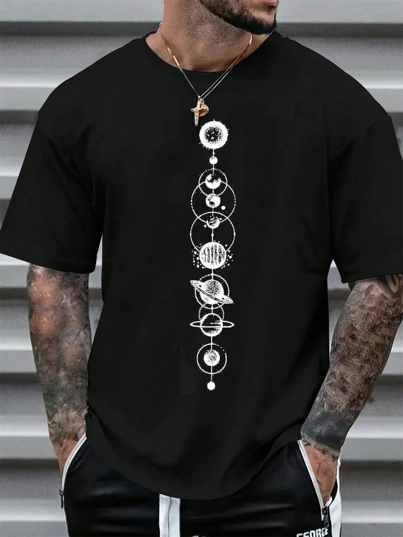 Space Planet Print Round-neck Men Women Pure Cotton Short Sleeve Street Casual Trendy Sport Loose T-shirt Summer Shirt Clothing