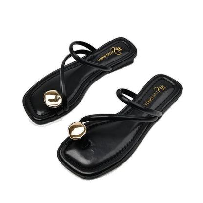 Women'S Summer 2025 New Fashionable Low-Heeled Sandals for Women with a Clip Toe Design, Perfect for Walking