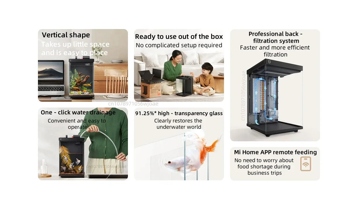 Xiaomi Mijia Smart Desktop Aquarium 10L Smart Fish Tank  App Control Feeding Pro Filtration Mi Home Compatible No Assembly
