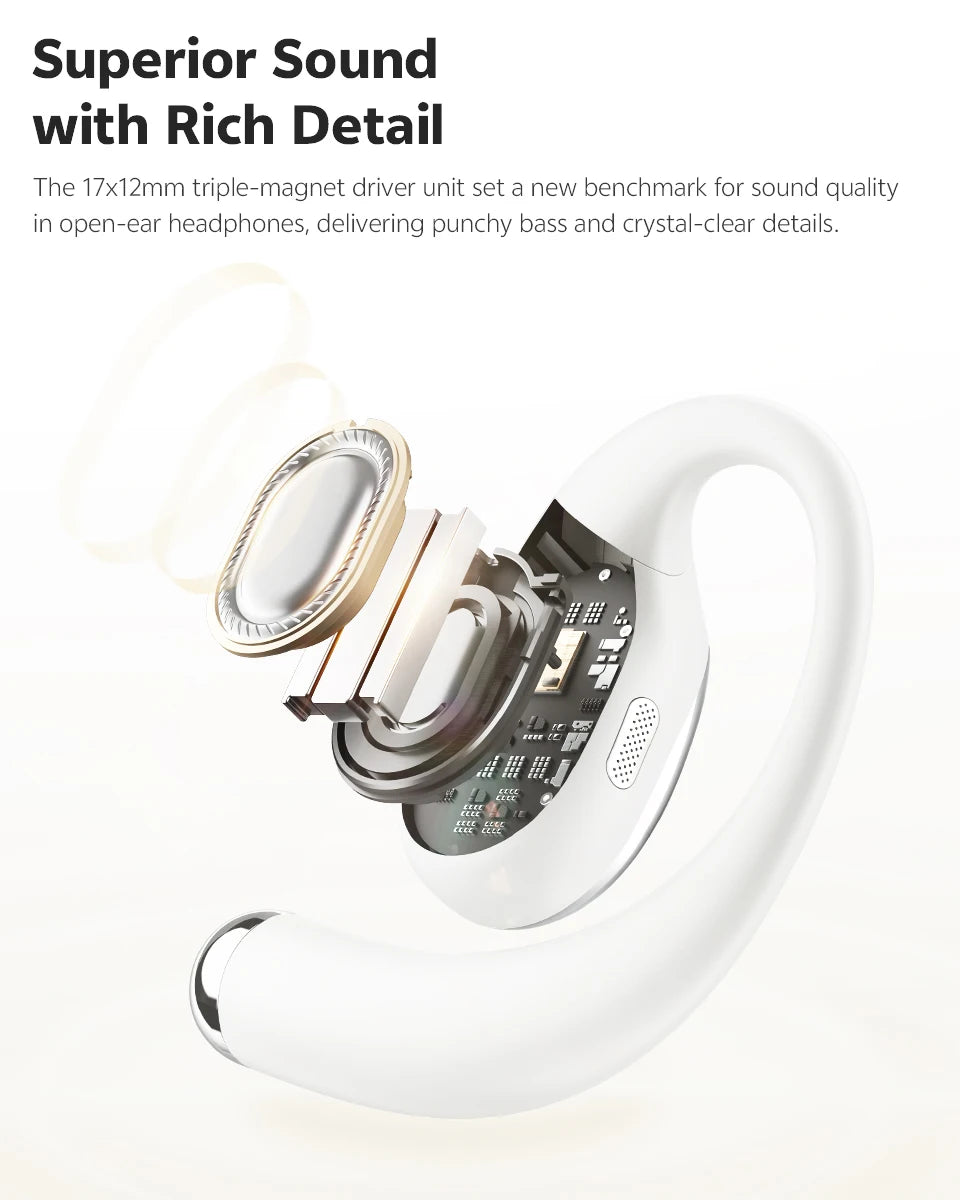 QCY Crossky R70 BH24CT02A Open-Ear Wireless Headphones Hi-Res with LDAC Bluetooth 6.0 Earphones Bass Boost Spatial Sound Earbuds