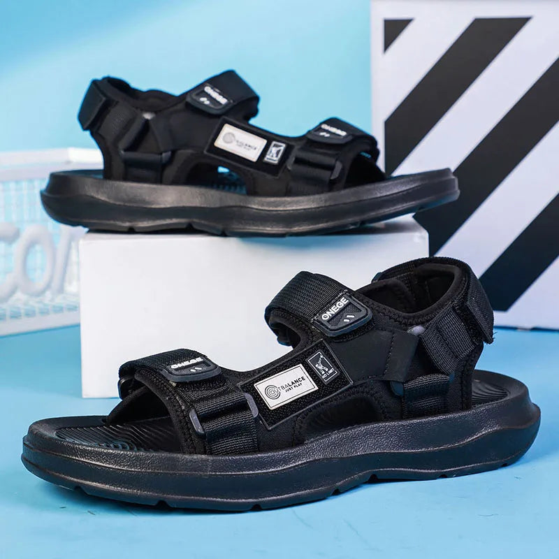 A Pair of New Summer Wear-Resistant Men's Sandals, Breathable Casual Business Beach Shoes, Thick-Soled Non-Slip Soft-Soled Shoes