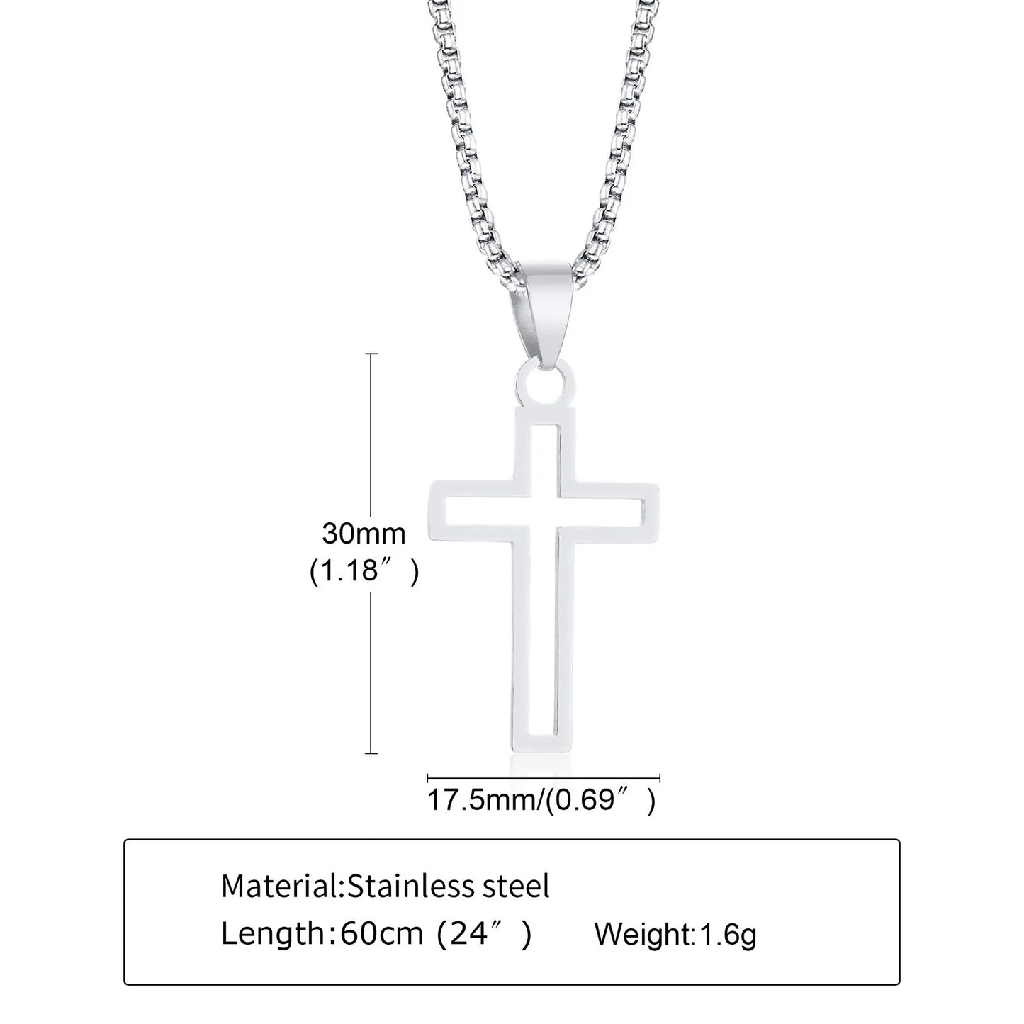 Stylish Men's Stainless Steel Cross Necklace,Punk Hip Hop Cross Pendant Necklace,Birthday Party Jewelry Gift for Him Dad Son