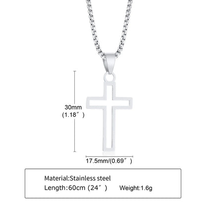 Stylish Men's Stainless Steel Cross Necklace,Punk Hip Hop Cross Pendant Necklace,Birthday Party Jewelry Gift for Him Dad Son