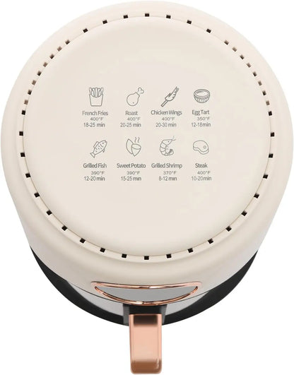 3.81Qt Air Fryer, Portable Glass Air Fryer Compact Smart Air Fryer Oven 8 Preset Modes with Digital Display Fast Preheat for Home Kitchens, Restaurants, Family Gatherings, Outdoor Picnics (White)