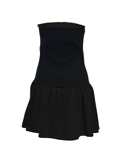Women A-Line Dress Sexy Party Women Dress Mini Dress Off Shoulder Strapless Patchwork Black Club Party Summer