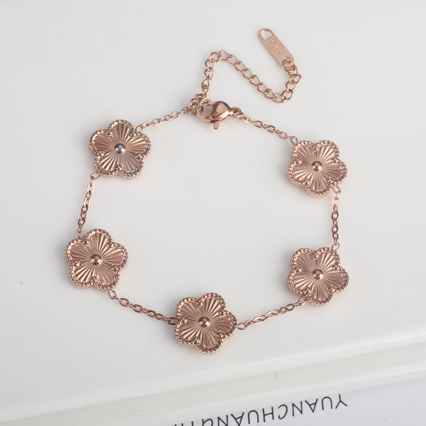 INS Hot Sale Stainless Steel Five Laef Flower Clover Bracelet Jewelry Set Necklace Earrings For Woman Daily Wear Brand Jewelry