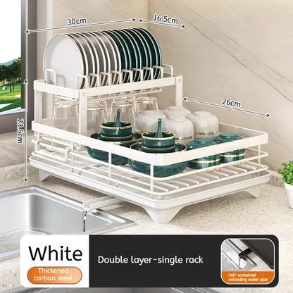 Stainless Steel Dish Drying Rack with Drainboard, Over Sink Plate Organizer for Kitchen Storage