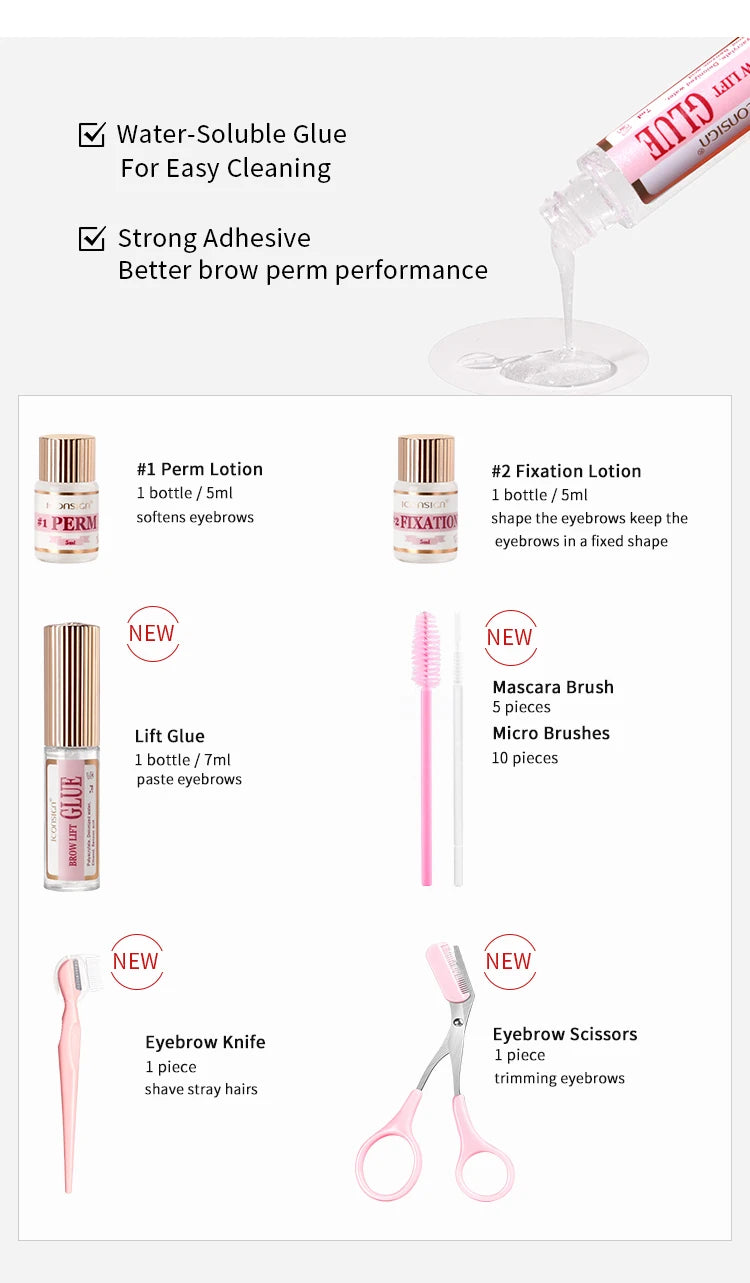 New Brow Lift Eyebrow Perm Kit With Perm Nutrition Lotion Scissor Razor Brushes Semi-permanent Salon Makeup Can DIY
