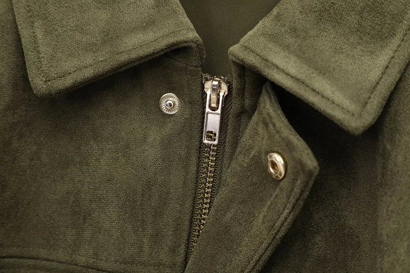 MUJER 2025 Suede Bomber Jackets for Women Outerwears Oversized Jacket Woman Streetwear Zip Women's Coats Padded Varsity Jackets
