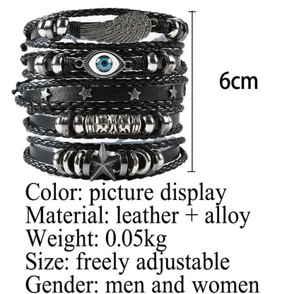 Fashion Bracelet Viking  Bracelet For Men Hand Bracelets Woven Skull Hand Jewelry Adjustable Leather Set viking man bracelet