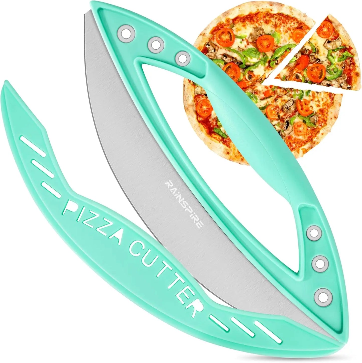 Stainless Steel Pizza Cutter Rocker with Cover, Sharp Blade, Dishwasher Safe Kitchen Tool for Easy Slicing