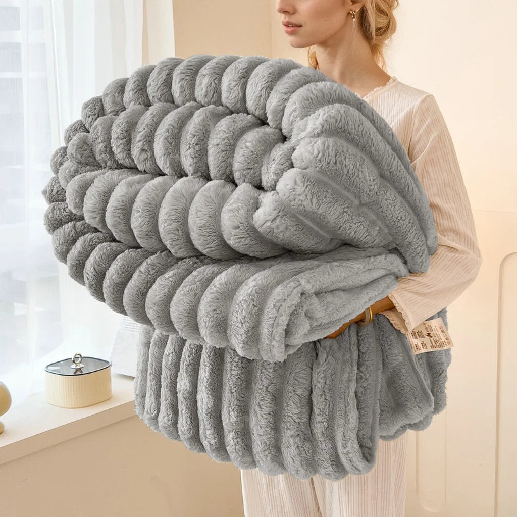 Solid Color Single Layer Flannel Blanket, Nordic Minimalist Home Sofa Throw