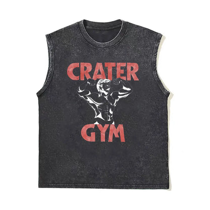 Washed Vintage Powerhouse Gym Logo Double Sided Print Tank Tops T-shirts Men Women Casual Oversized Geek Fitness Vest T Shirts