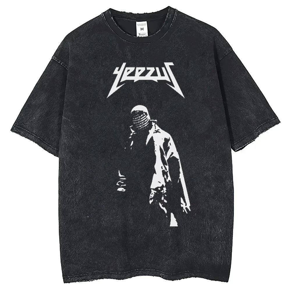 Rapper Kanye West Late Registration Tour 2005 Vintage Man Short Sleeve Tee Washing T Shirt Hip Hop Streetwear T-shirts