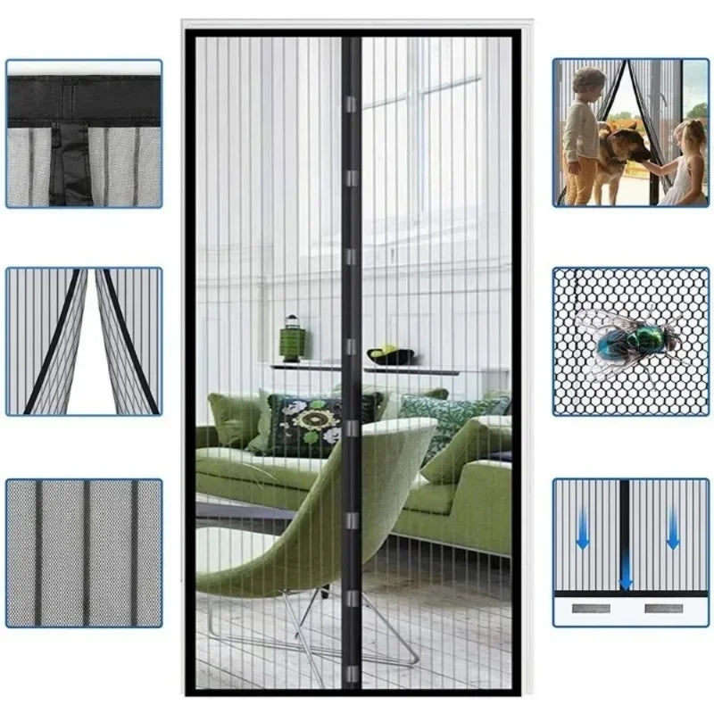 Mosquito-resistant Door Curtain Without Punching for Living Room Bedroom Dining Hands-free Mesh Partition To Prevent Insects