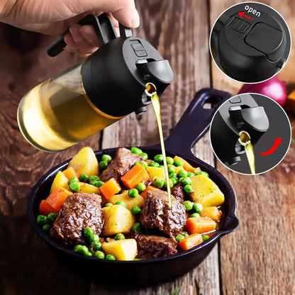 2 in 1 Glass Oil Sprayer & Dispenser, 16oz/470ml Olive Cooking, Air Fryer, Salad, Kitchen Gadgets, Air Fryer Accessories, Sticke