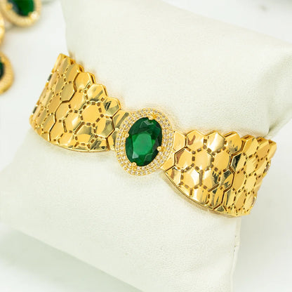 GZJPEI 2026 New Green Zircon Jewelry Set Luxury Wedding Jewelry Accessories For Women Mother's Day Gift Valentine's Day Gift