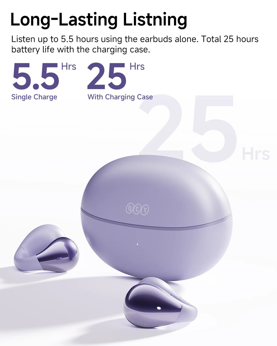 QCY Crossky C30 Ear Clip Earphones Bluetooth 5.4 Wireless Open Ear Sports TWS Earbuds Dual-Connection Headphones