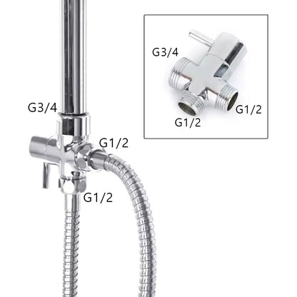 Black Shower Column Set Bathroom Accessories 3 Way Water Diverter Valve Bathtub Mixer Showers Faucet Pressurization Shower Head