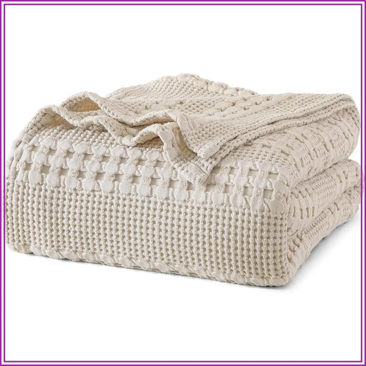 Lightweight Cotton Waffle Blanket King Size 108x90, Soft & Breathable Summer Bedding, Aesthetic Home Decor