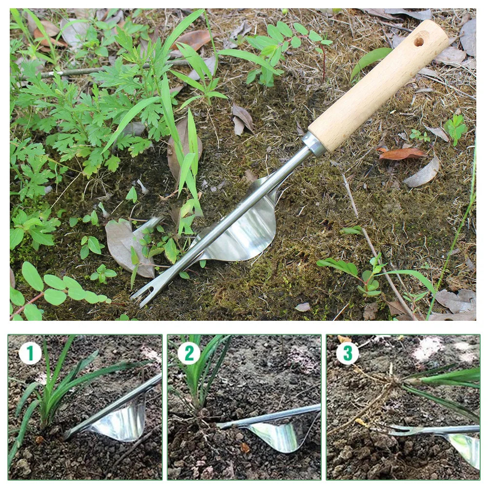 Manual Weed Remover With V-Shaped Fork Long Handle Garden Lawn Weeder Outdoor Yard Grass Root Puller Tools For Soils Loosening