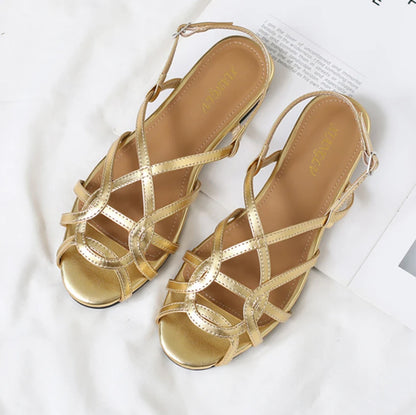 chaussure femme Women's braided t-strap flats sandals round toe casual female footwear summer shoes for women sandalias de mujer