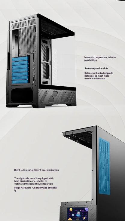 WJCOOLMAN Millennium ATX PC case secondary screen/digital display supports 360 water-cooled sea view room desktop computer case