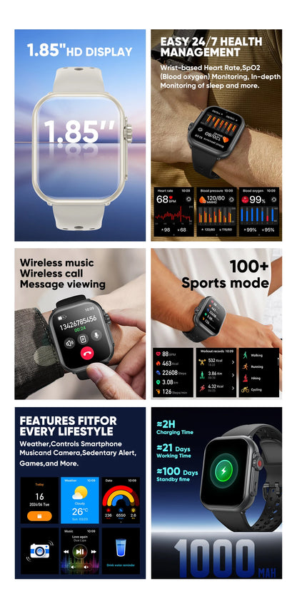 2026 Fashion Women Watch Ultra2 SE Smart Watches 1000mAh 1.85"AMOLED Full Touch Screen BT Call Smartwatch For Android IOS Ladies