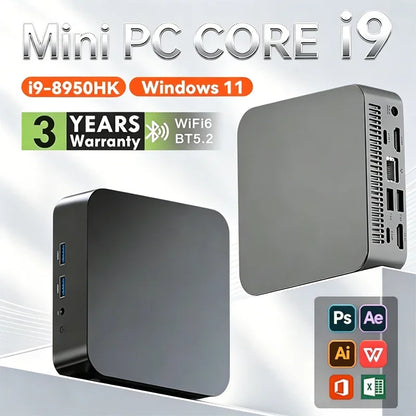 Mini PC Laptop Win11 Pro Core i9-8950HK 32GB RAM 1TB/2TB SSD WiFi6 BT5.2 4K HD Home & Gaming 3-Year Warranty