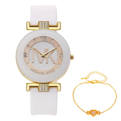 Fashion TVK Brand Women's Watch Simple Luxury Rhinestone Watch for Women Quartz Watch Casual Silicone Strap Ladies Clock