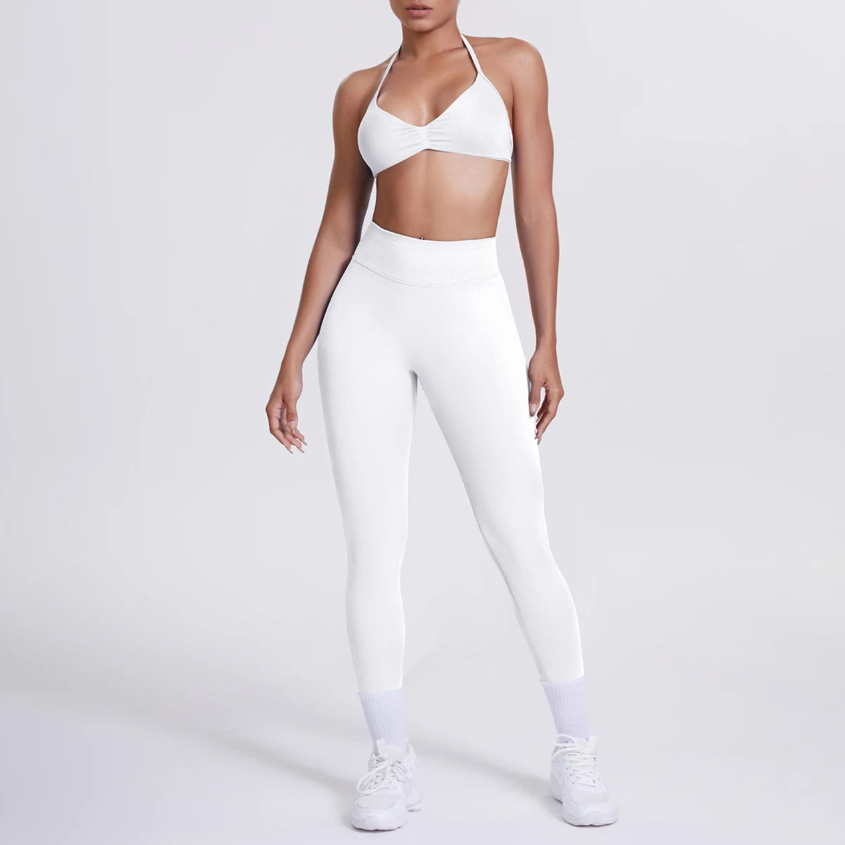 Women 2pcs Patchwork Sport Yoga Suit Training Sleeveless Sport Gym Tops Tummy Control Slimming Booty Leggings Yoga Suit Sports