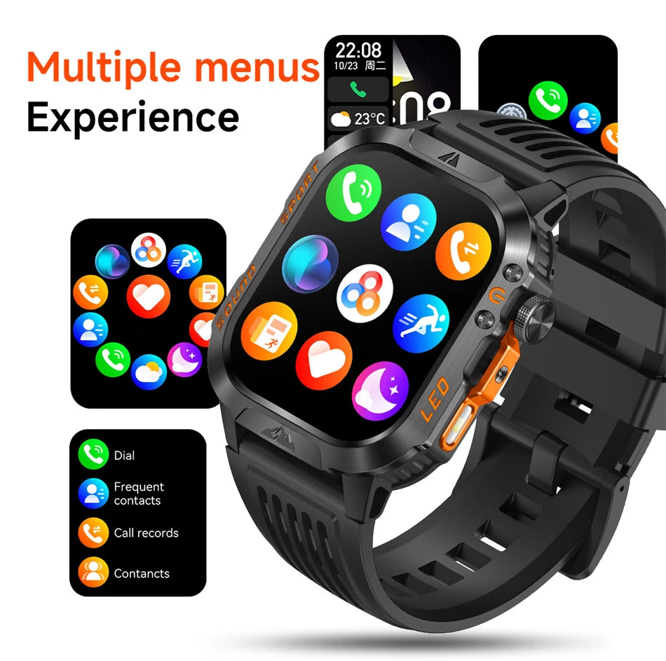 2026 New 1200 mAh Battery Military Smartwatch Men 5ATM Waterproof Fitness Tracker Health Heart Rate Smart Watch For iOS Android
