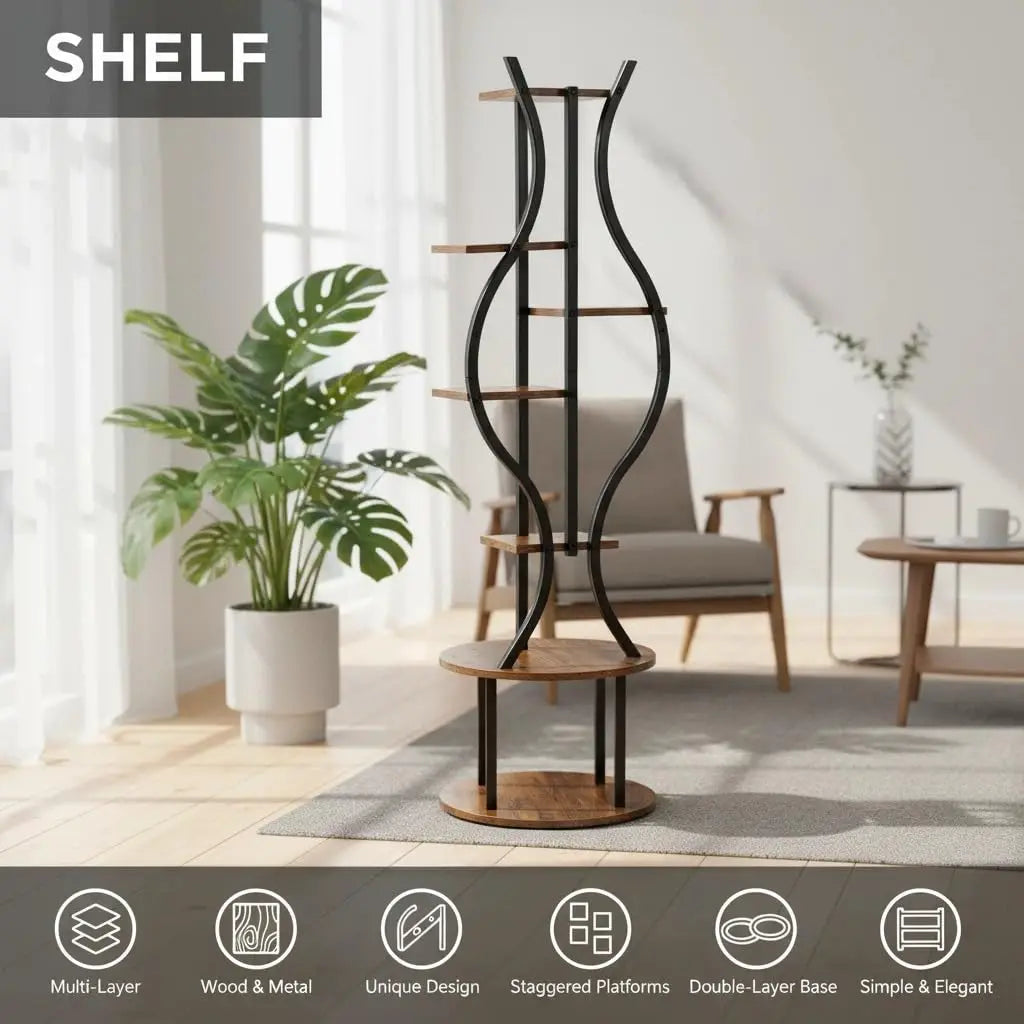 Space-Saving 7-Tier Metal Plant Stand – 57" Tall Indoor Plant Shelf for Living Room, Bedroom, Balcony – Modern, Stable, Rust-Proof – Vertical Flower Display Rack