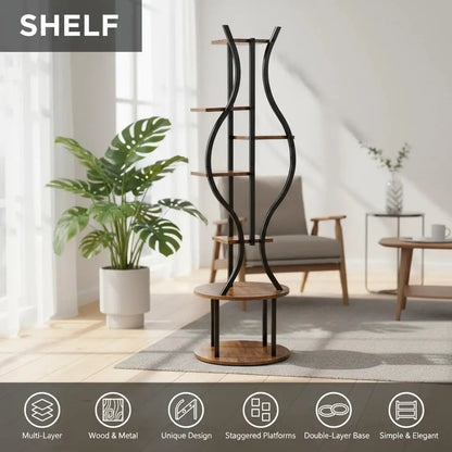 Space-Saving 7-Tier Metal Plant Stand – 57" Tall Indoor Plant Shelf for Living Room, Bedroom, Balcony – Modern, Stable, Rust-Proof – Vertical Flower Display Rack