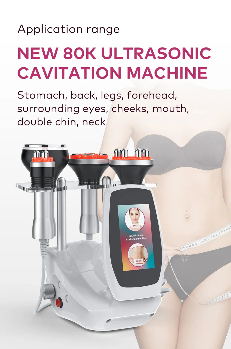 4 in 1 80K Cavitation Ultrasonic Body Slimming Machine Beauty Devic  Facial Massager Skin Tighten Face Lifting Vacuum Suction