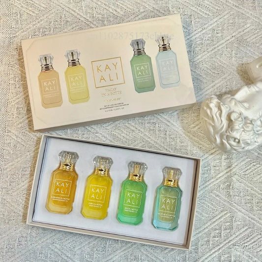 KAYALI Unisex Eau De Parfum Set 4x10ml Long Lasting Floral Fruity Musk Vanilla Royale Mini Travel Perfume Collection