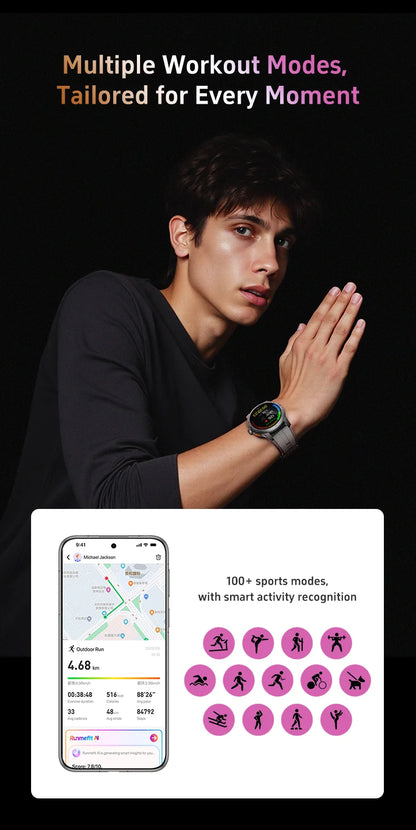 GTR5 Smart Watches AMOLED Bluetooth Call 1.43 inch Large Screen Men Sports Fitness Tracker Heart Rate Health Monitor Smartwatch