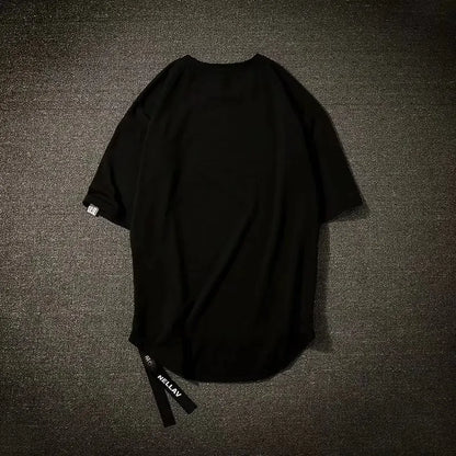 Y2K Summer New Mens Fashion Oversized Style Cargo T Shirt Man Techwear Men Brand Quality 100% Cotton Zip Up Short Sleeve Tshirt