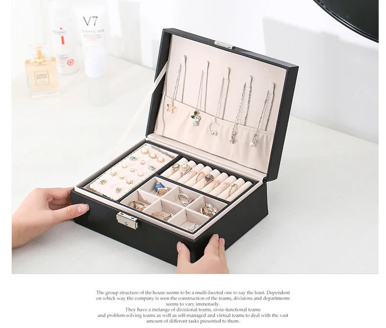Organizer Box Double-Layer Jewelry Storage Box With Lock for Earrings, Necklaces and Other Accessories Organizing Box