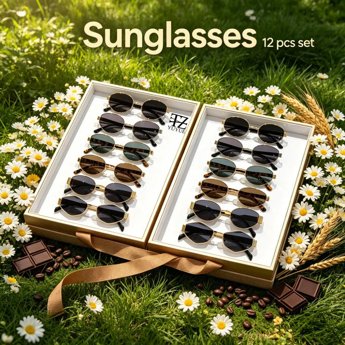 Oval & Geometric Sunglasses Set — view 1