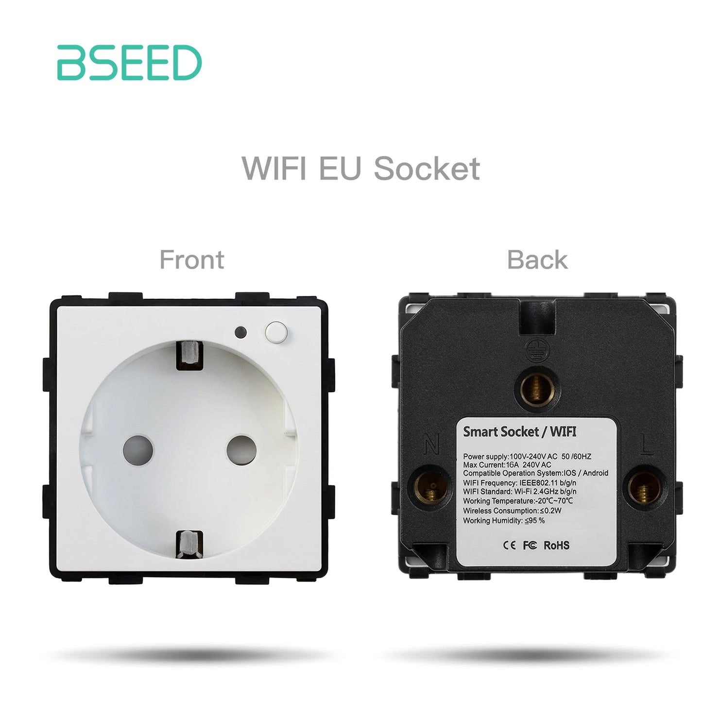 BSEED EU Stanndard Wifi Electrical Sockets Power Monitor Outlets Tuya Smart Life Alexa App Control Timing Function DIY Parts