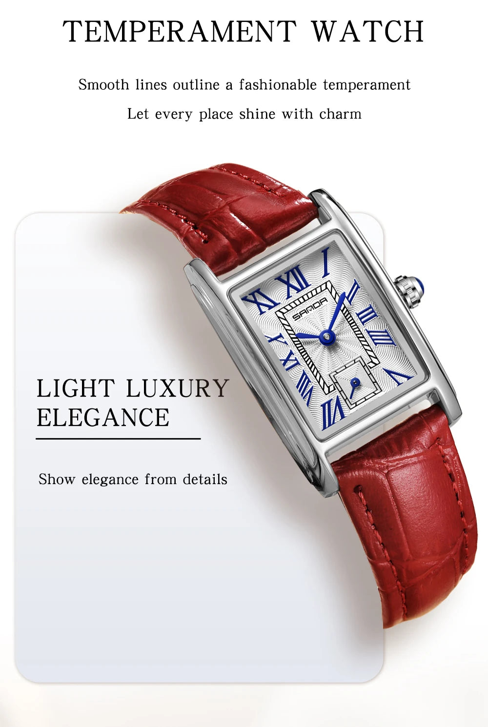 SANDA Top Fashion 1116 Women's Watch Elegant Design Rectangular Dial Waterproof Quartz Movement Business Women's Quartz Watch