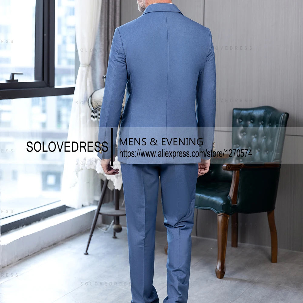 2 Pieces  4 Real Pockets Single Breasted  Slim Fit  Men's Formal Suits Groomsmen Wedding Tailored Fit (Blazer+Pants)